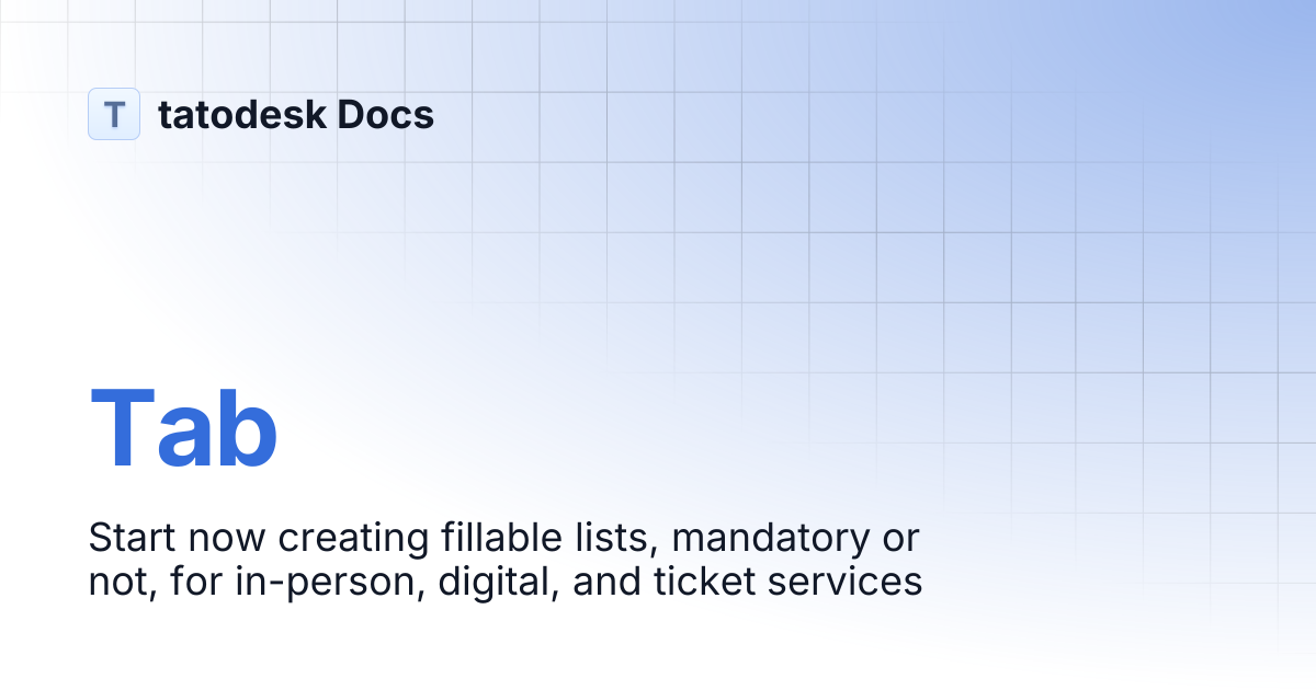 Tab | tatodesk Docs