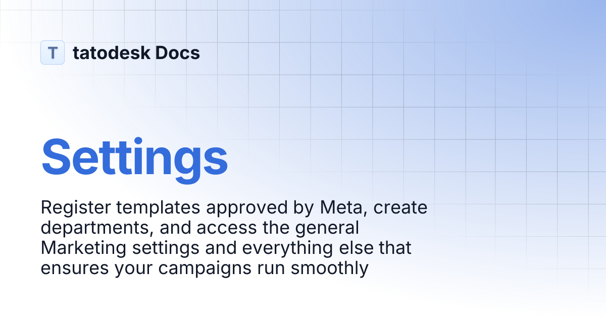 Settings | tatodesk Docs