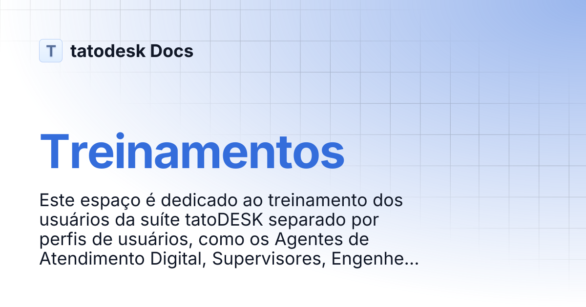 Treinamentos | tatodesk Docs